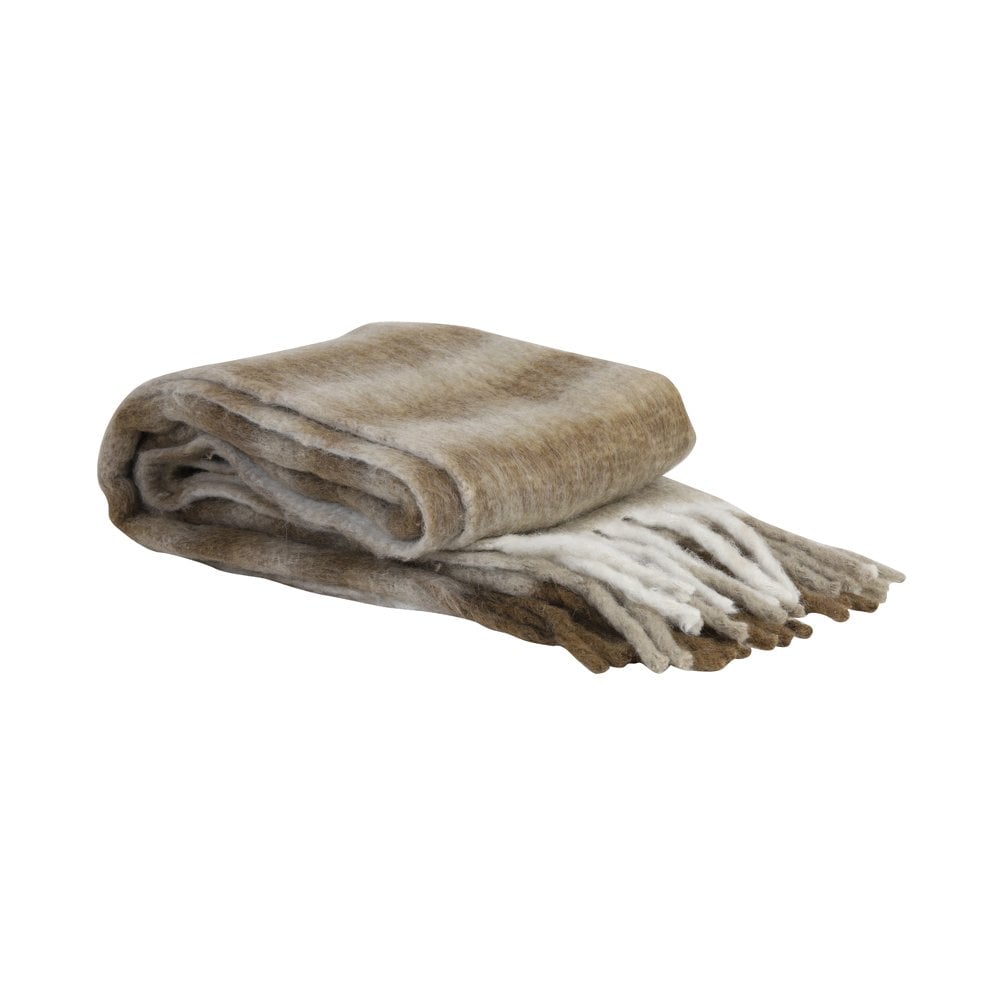 Cozy Apisi Brown & White Plaid Throw Blanket - 125x150cm