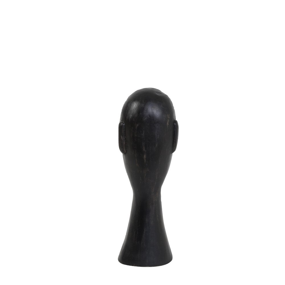Black Wooden Bust Sculpture - 38cm Mango Wood Decor