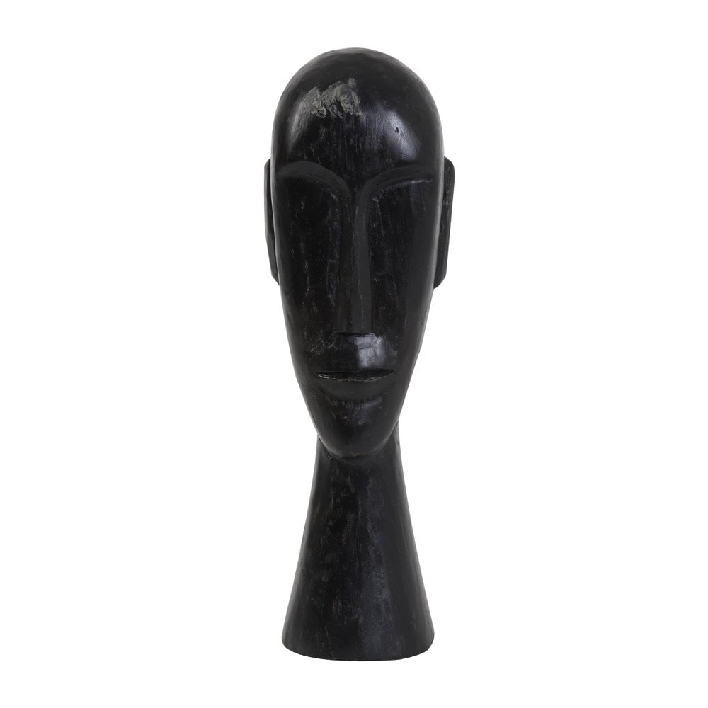 Sculpted Black Mango Wood Head Ornament 52cm