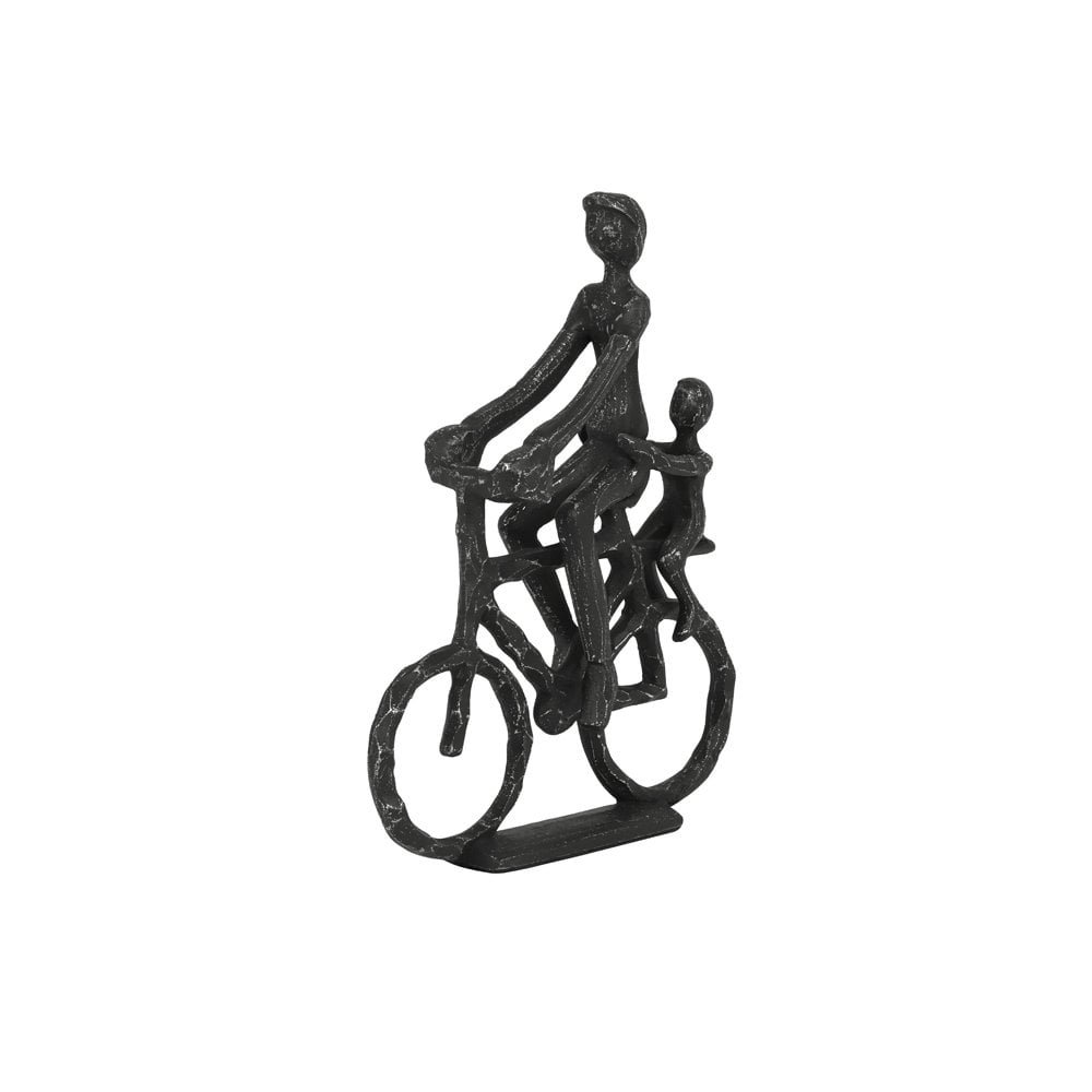 Cyclist Sculpture 24x6x30cm in Antique Black Pearl Finish