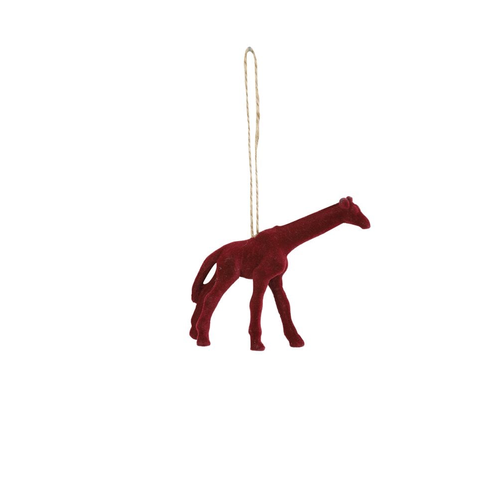 Festive Giraffe Ornament 9.5x2.5x9cm - Vibrant Red