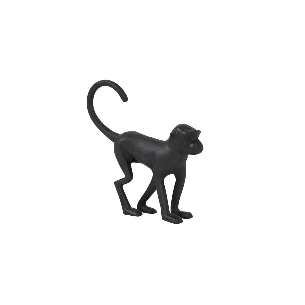 Title: Matte Black Metal Monkey Ornament - 17x4.5x17cm Decor Piece