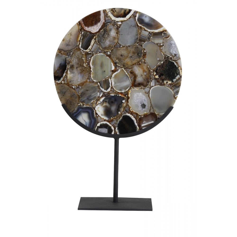 Sculptural Black Agate Ornament on Pedestal 35x12x50cm