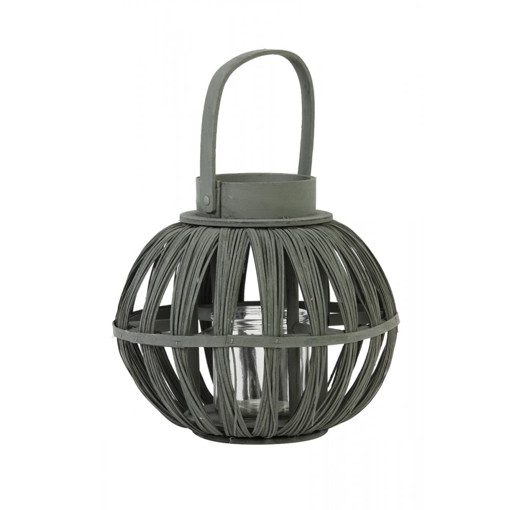 Storm Lantern 29x24cm Taira Collection in Dark Grey-Green Wood