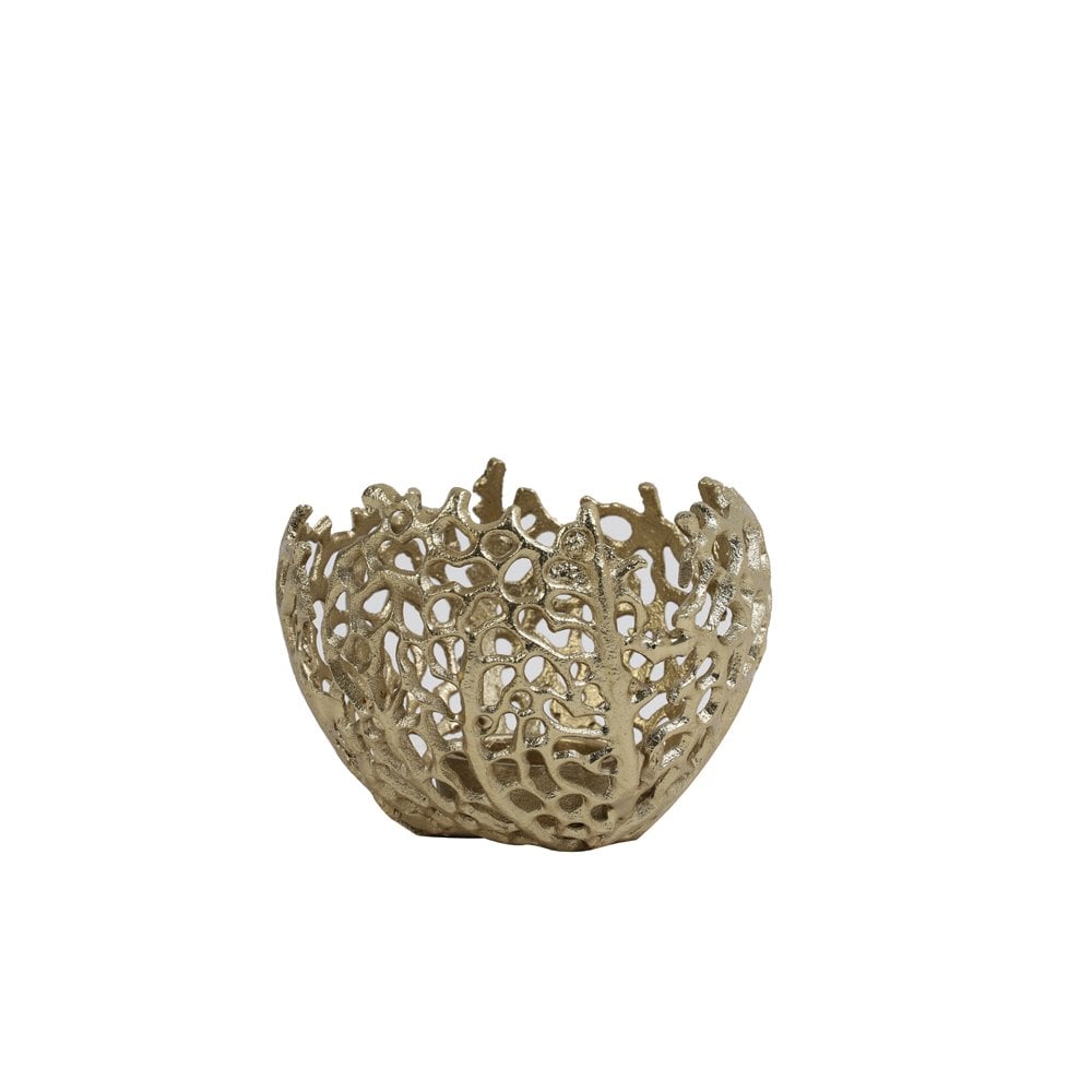 Antique Gold Sabela Tealight Holder - 12cm Round Metal Design