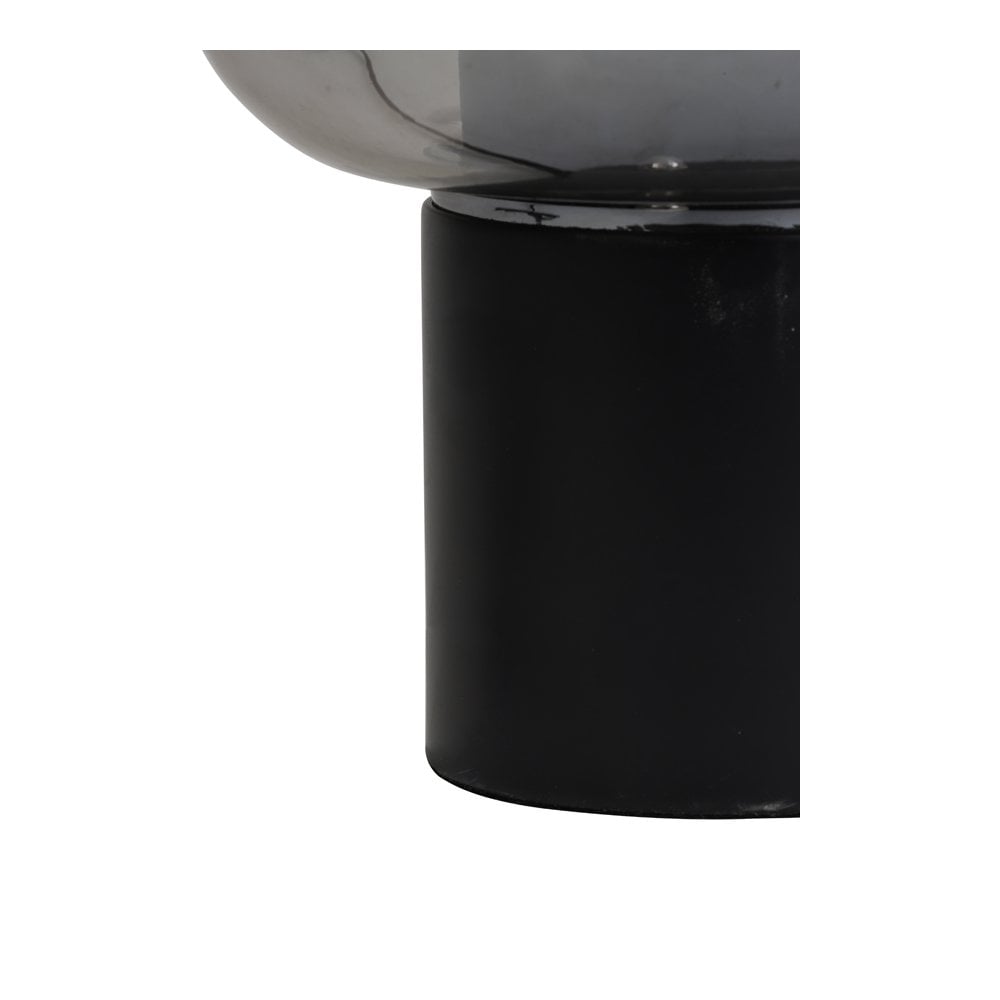 Smoke Grey and Matt Black Arturan Glass Table Lamp (22x52cm)