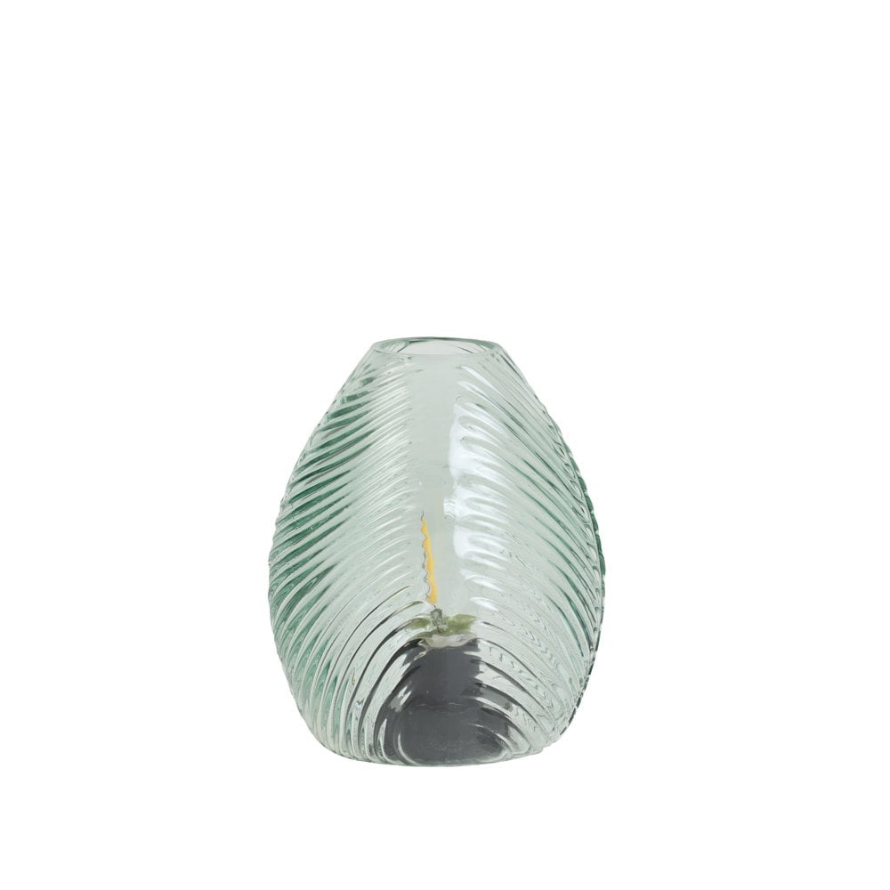 Elegant Blue Leaf LED Glass Table Lamp - 15cm Height