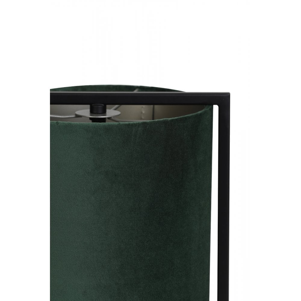 Santos Matt Black Table Lamp with Dark Green Shade - 22x35cm