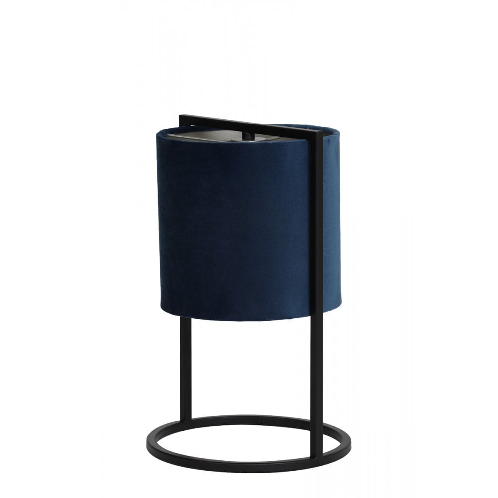 Santos Matte Black Table Lamp with Petrol Blue Shade - 22x35cm