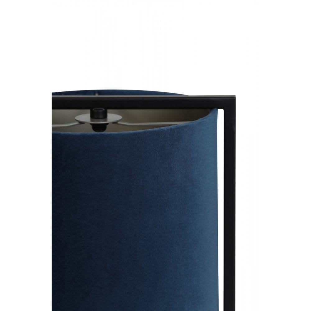 Santos Matte Black Table Lamp with Petrol Blue Shade - 22x35cm