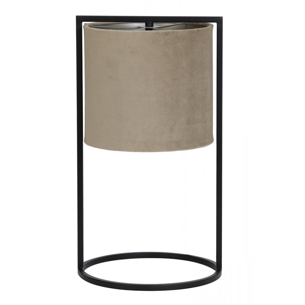 Elegant Santos Table Lamp with Light Brown Shade - 25x45cm, Matt Black Finish