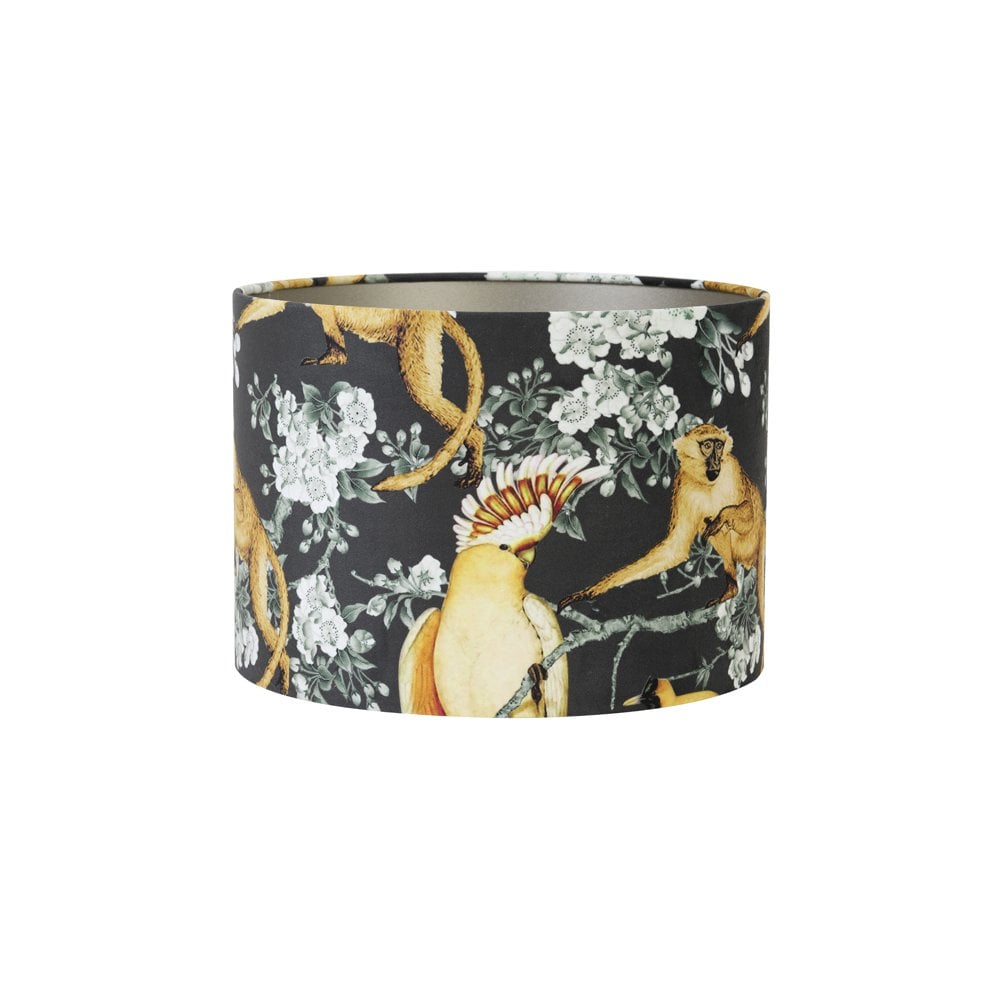Tropical Jungle Cylinder Shade - 35x35x30cm Velour Fabric