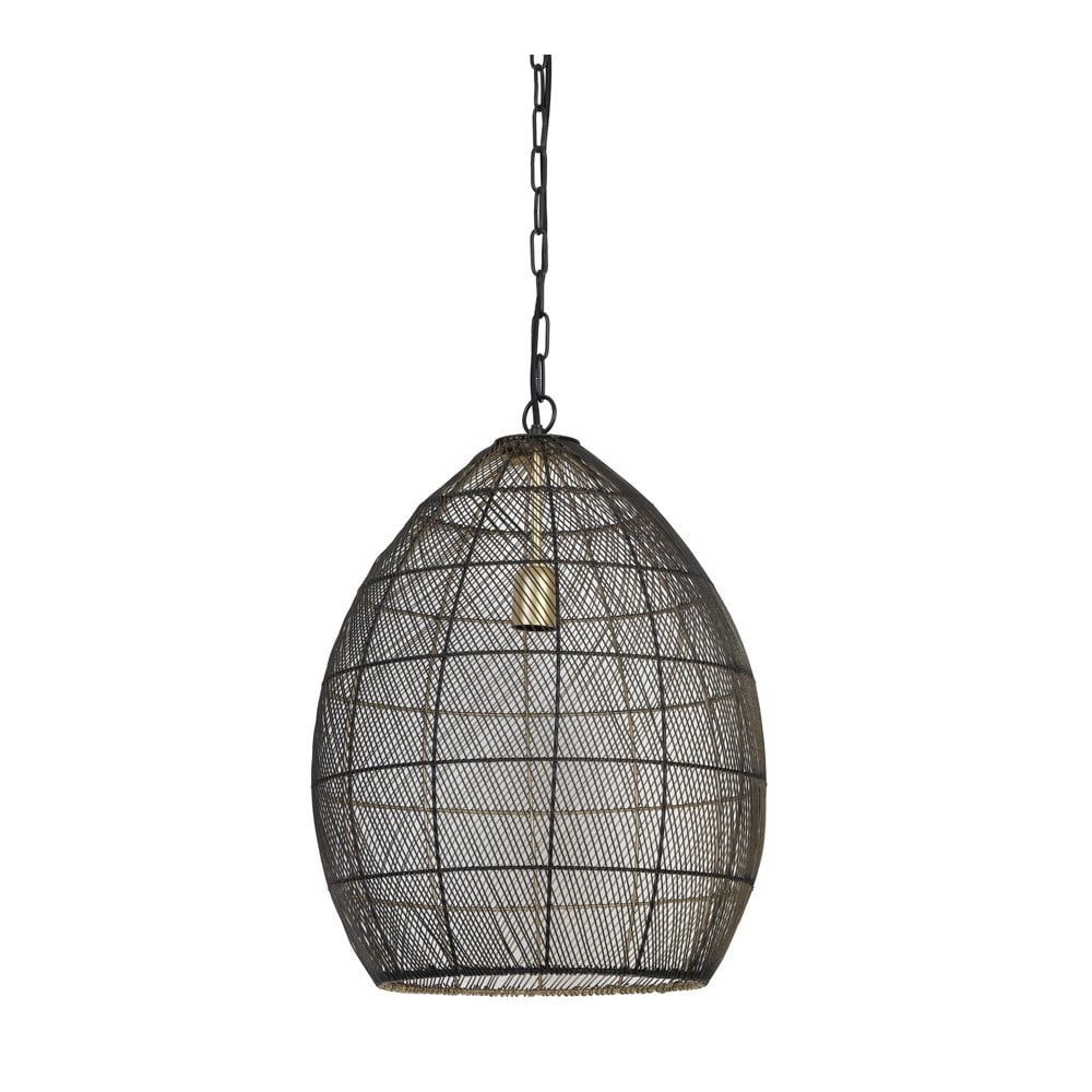 Elegant Meya Black & Gold Round Metal Pendant Lamp 40x53cm