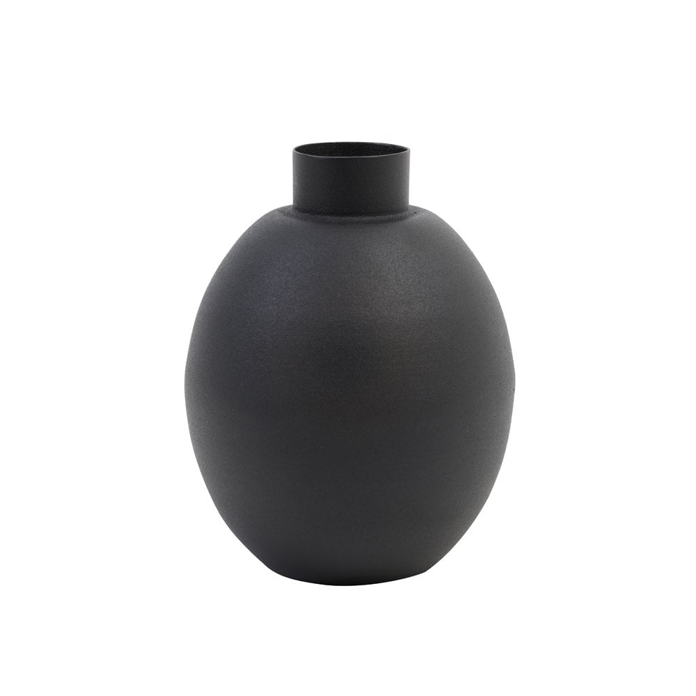 Binco Matte Black Metal Vase 12x16cm