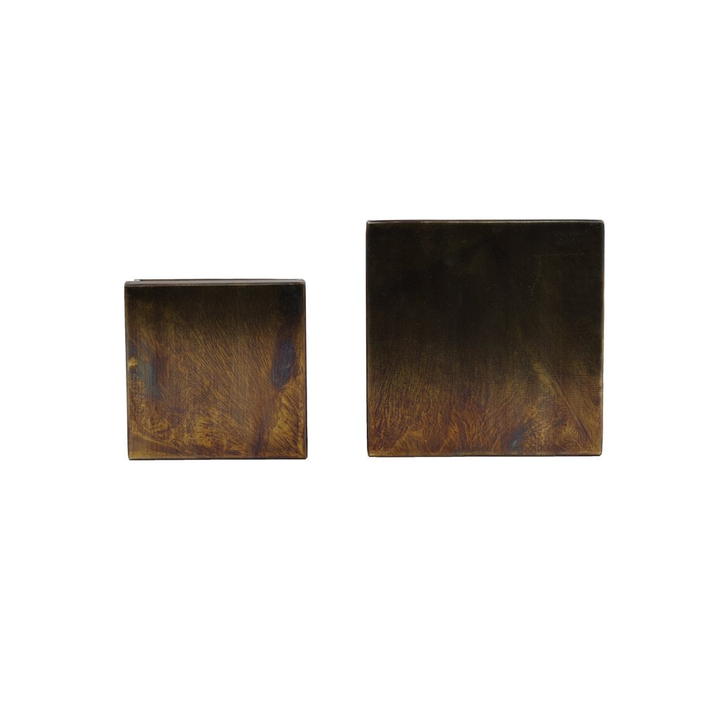 Antique Brass Loberio Square Deco Boxes Set of 2