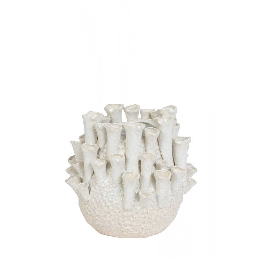Elegant 33cm Ceramic Vase in Cream and White by Kyral