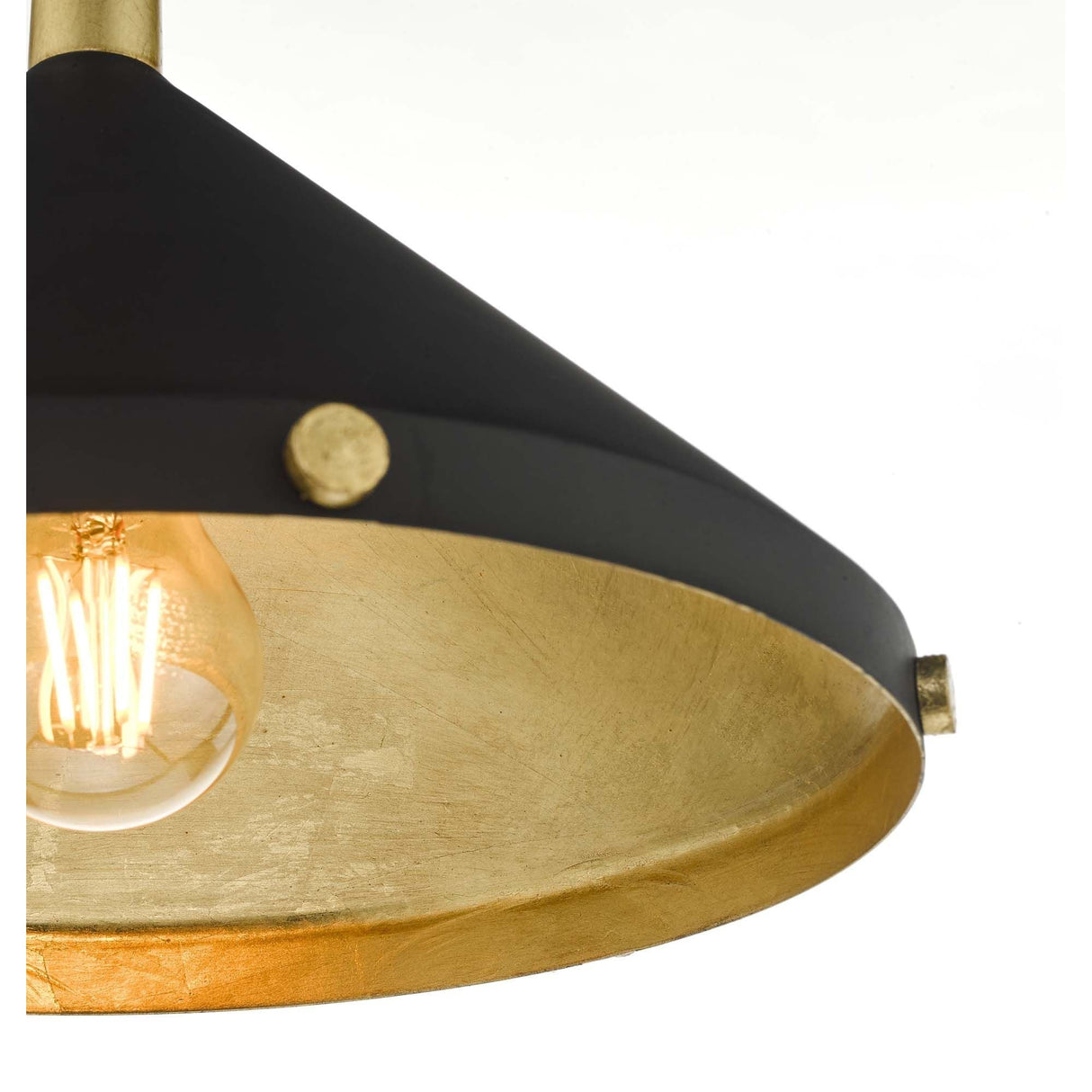 Edena Single Light Pendant in Matte Black with Gold Leaf Interior