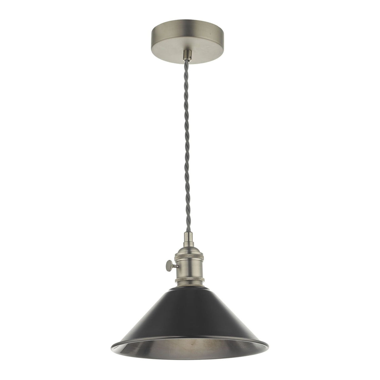Hadano Pendant Antique Chrome With Antique Pewter Shade
