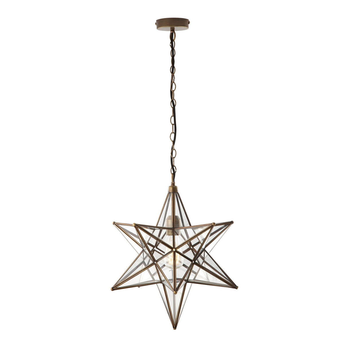 Ilario Large Star Pendant Antique Brass & Glass