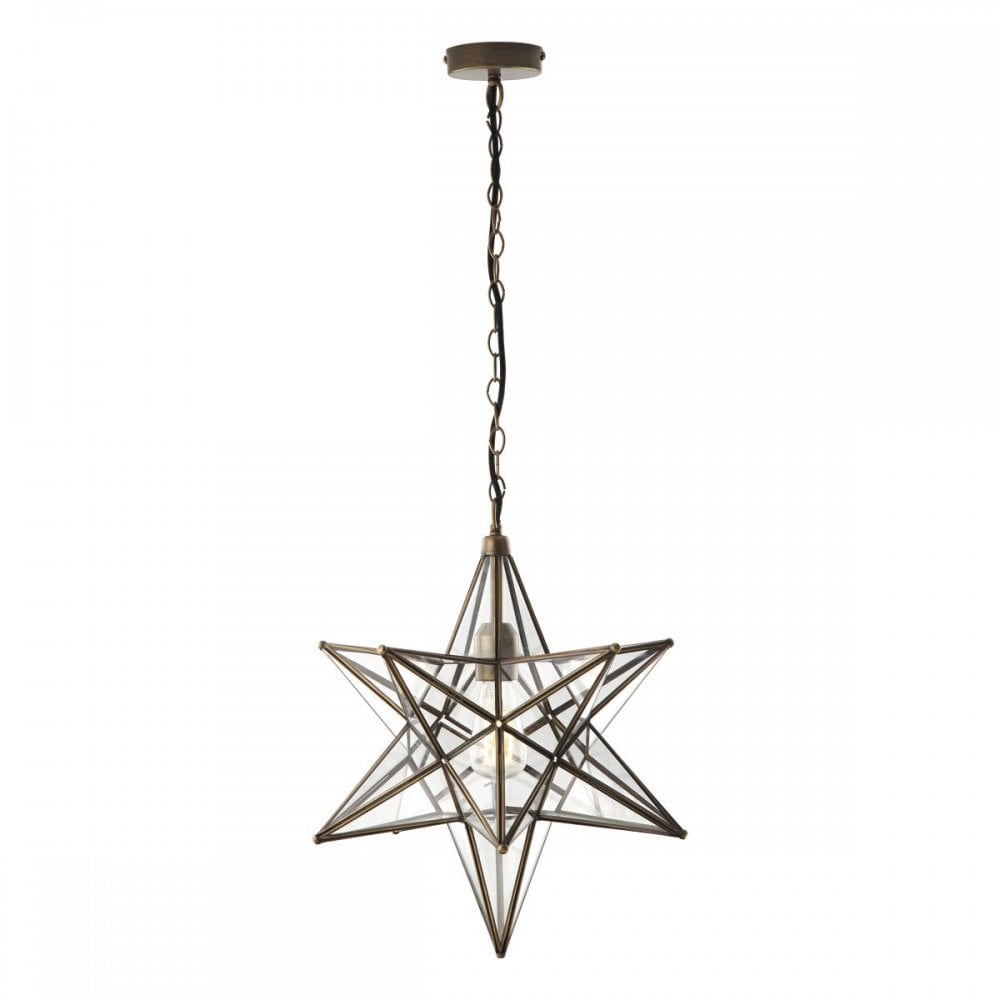 Ilario Large Star Pendant Antique Brass & Glass
