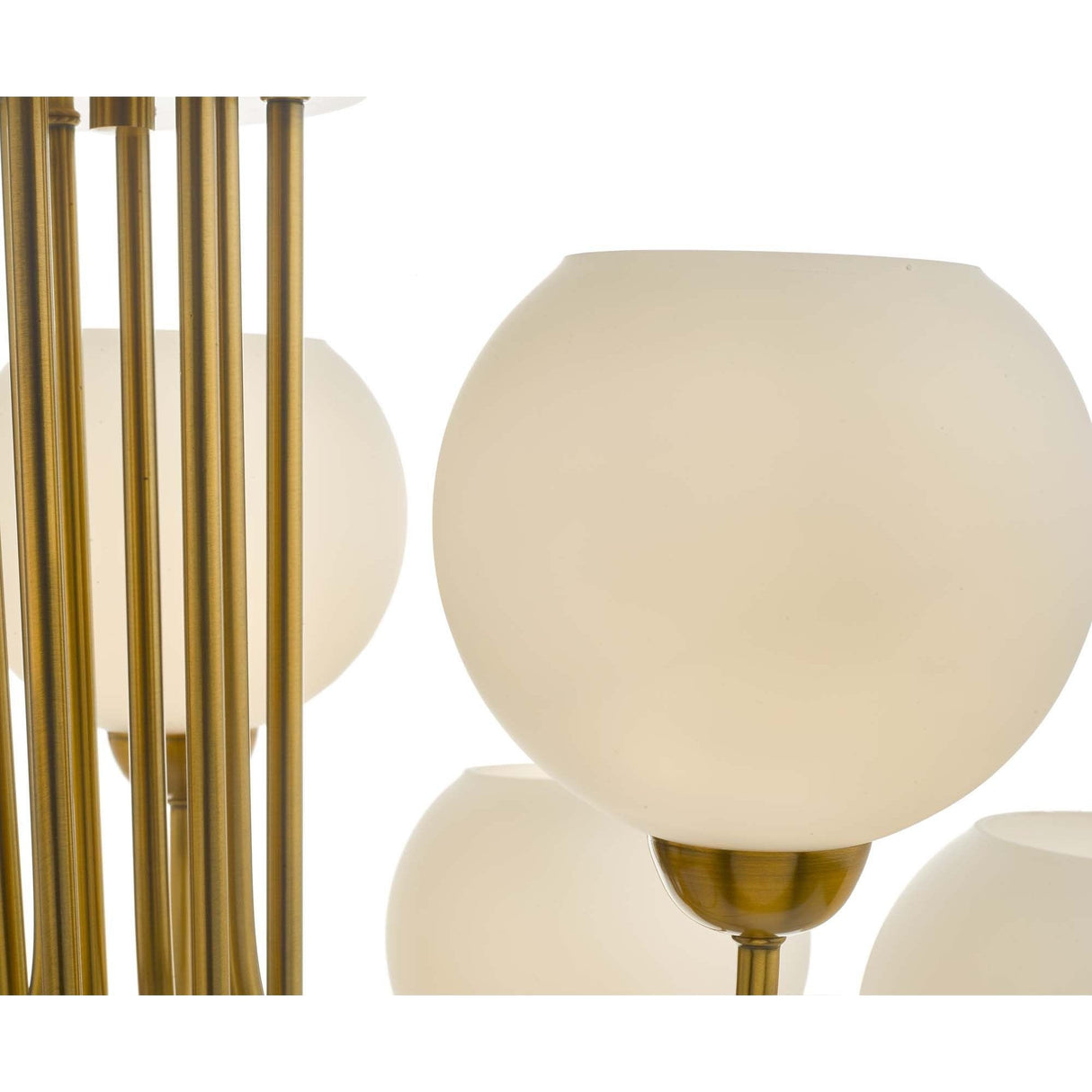 Indra 9 Light Pendant Natural Brass and Opal Glass