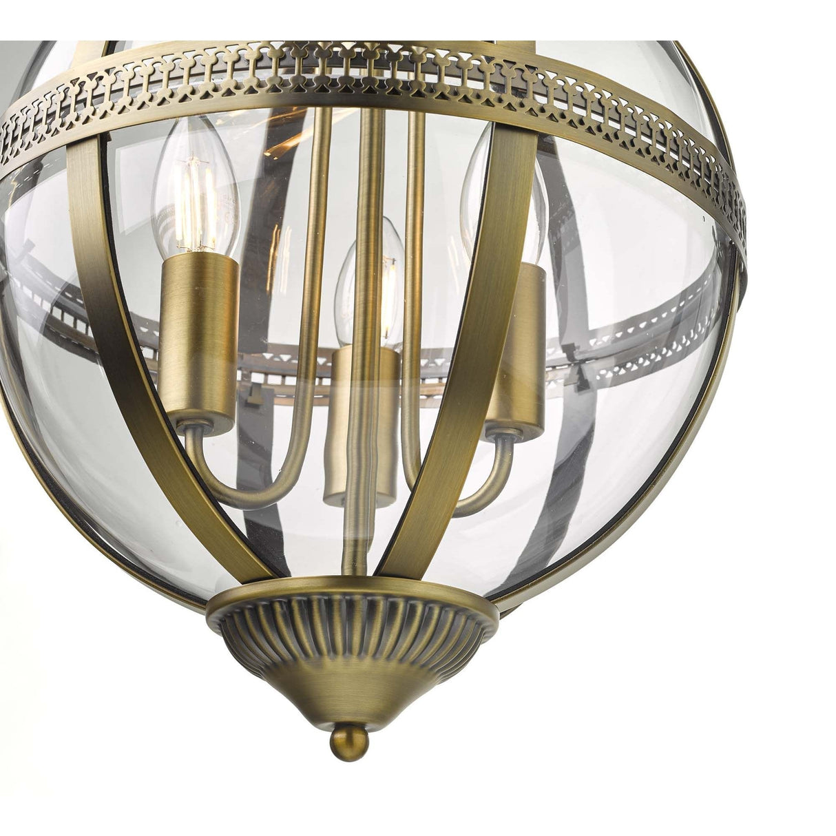 Vanessa 3 Light Pendant Antique Brass And Clear
