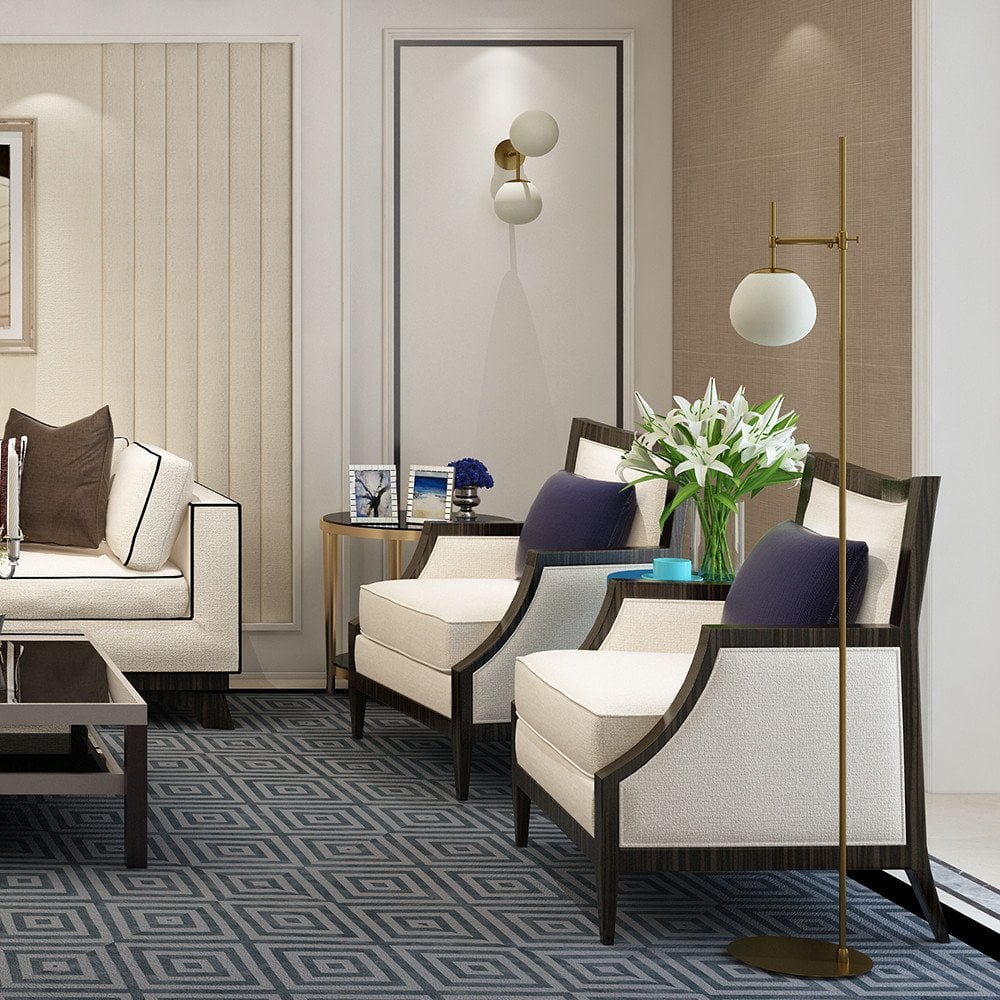 Erich Contemporary Cream Gold Floor Lamp