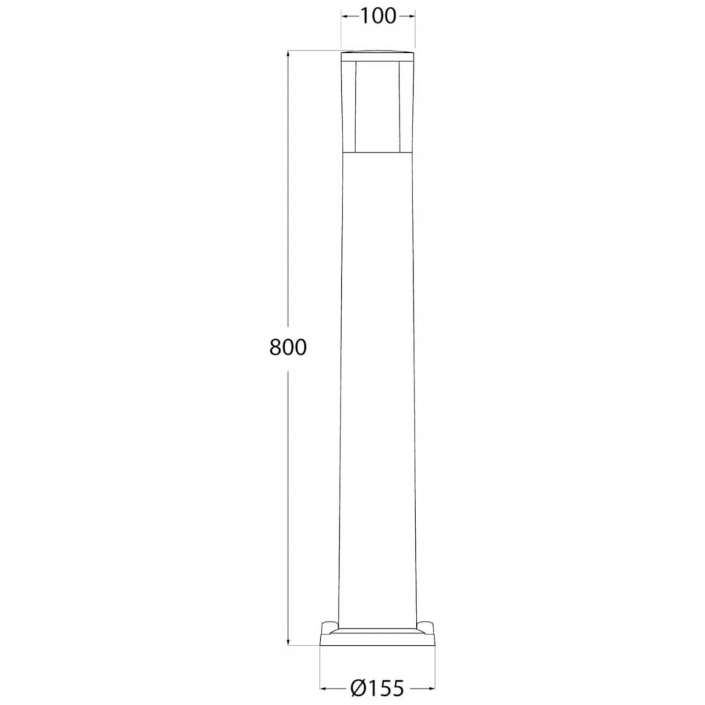 Sleek Black Carlo 800 Bollard with 3.5W GU10 LED, 4000K Cool White