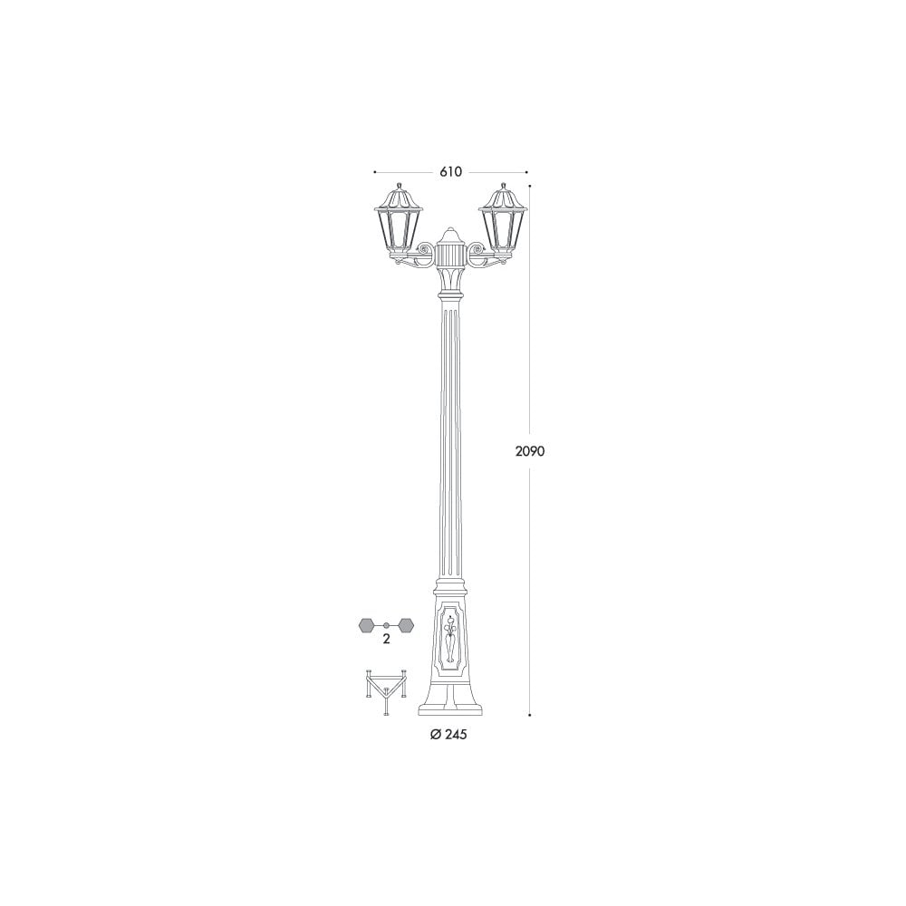 Elegant Twin Head Black Lantern Post - Anna Gigi Bisso Collection