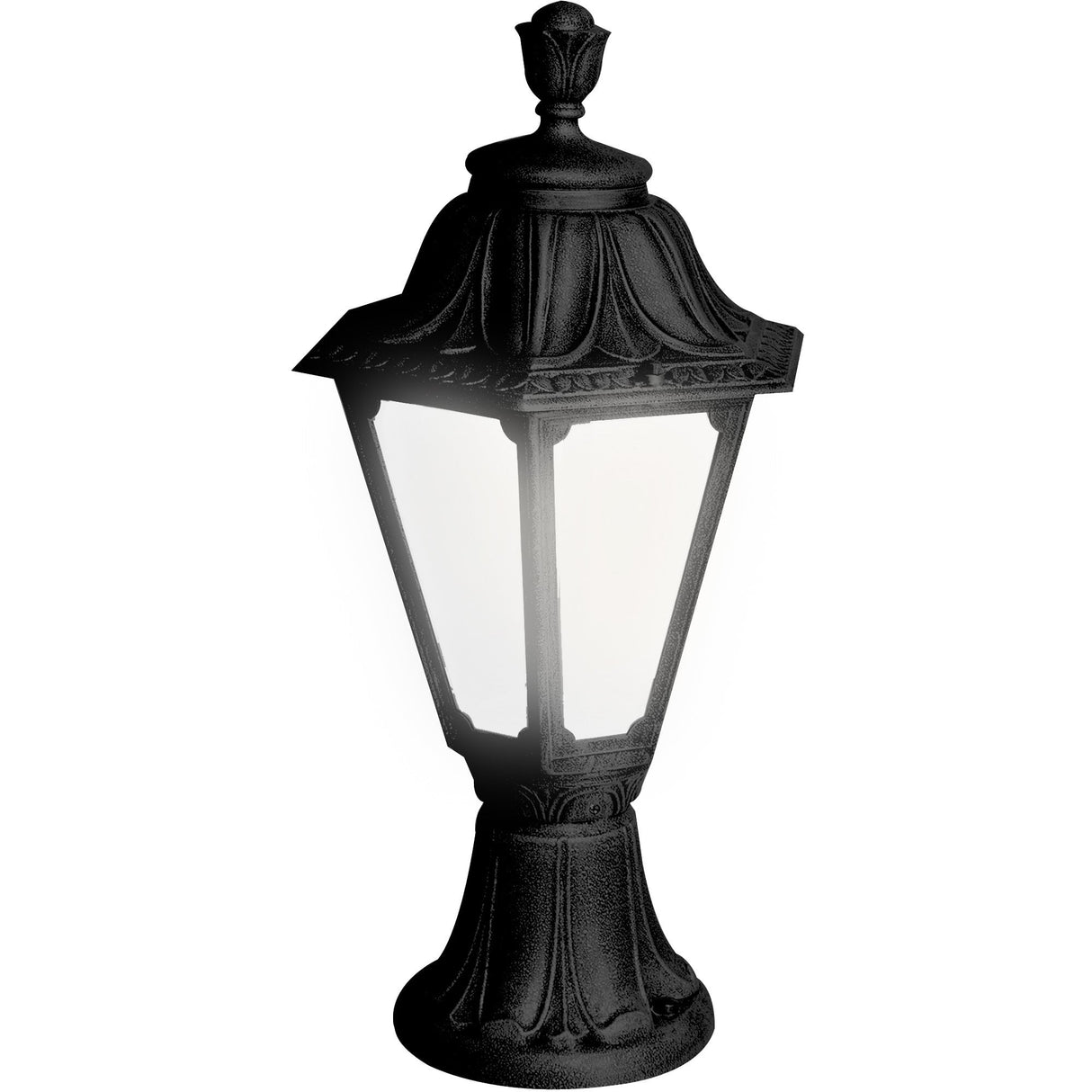 Black Classic Style 6W LED Hexagonal Pedestal Lantern with Clear Diffuser
