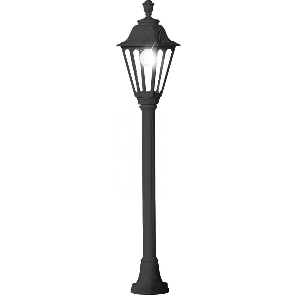 Classic Hexagonal Black Post Lantern with Clear Diffuser and E27 Lampholder