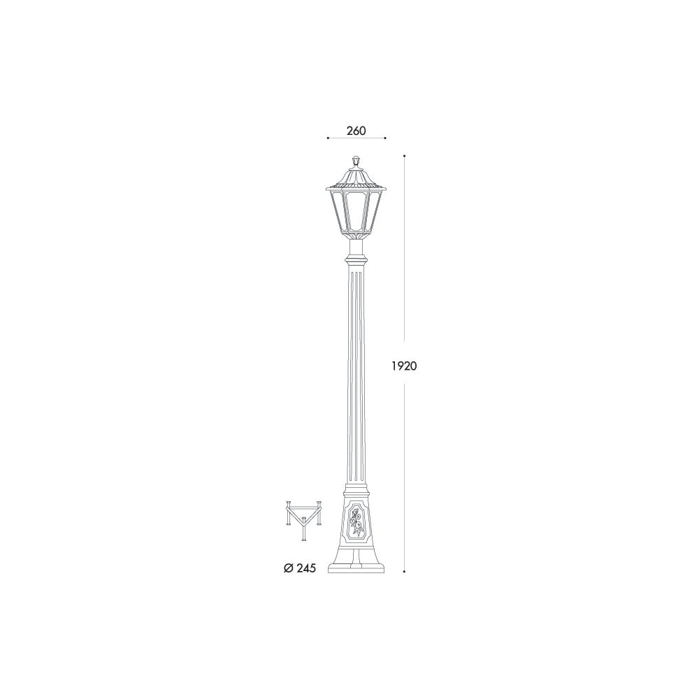 Rut Artu Classic Hexagonal Black Post Lantern with E27 Holder