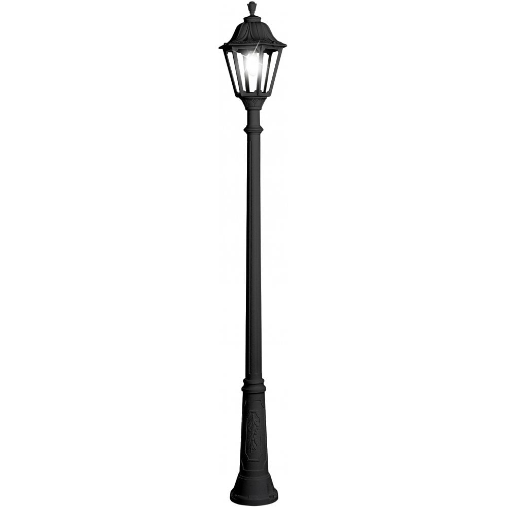 Noemi Ricu E27 Black Post Lantern - Classic Hexagonal Design