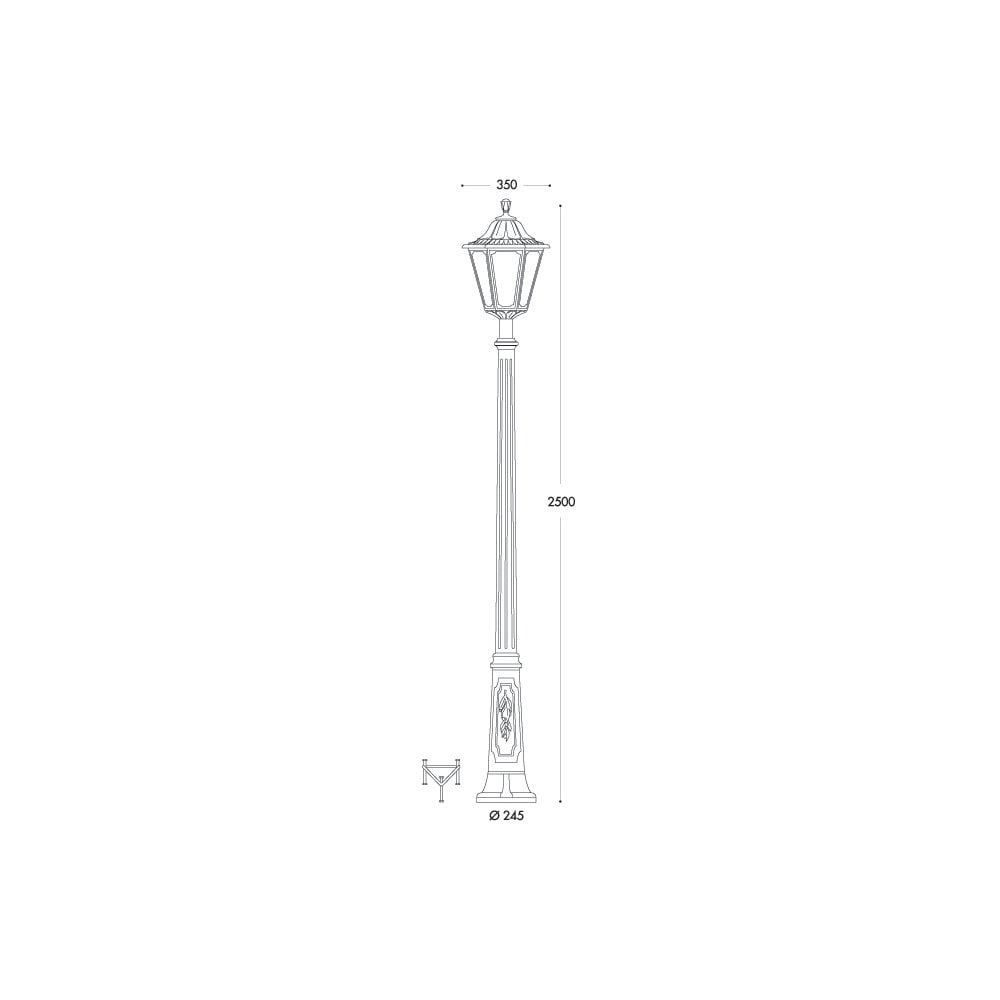 Noemi Ricu E27 Black Post Lantern - Classic Hexagonal Design