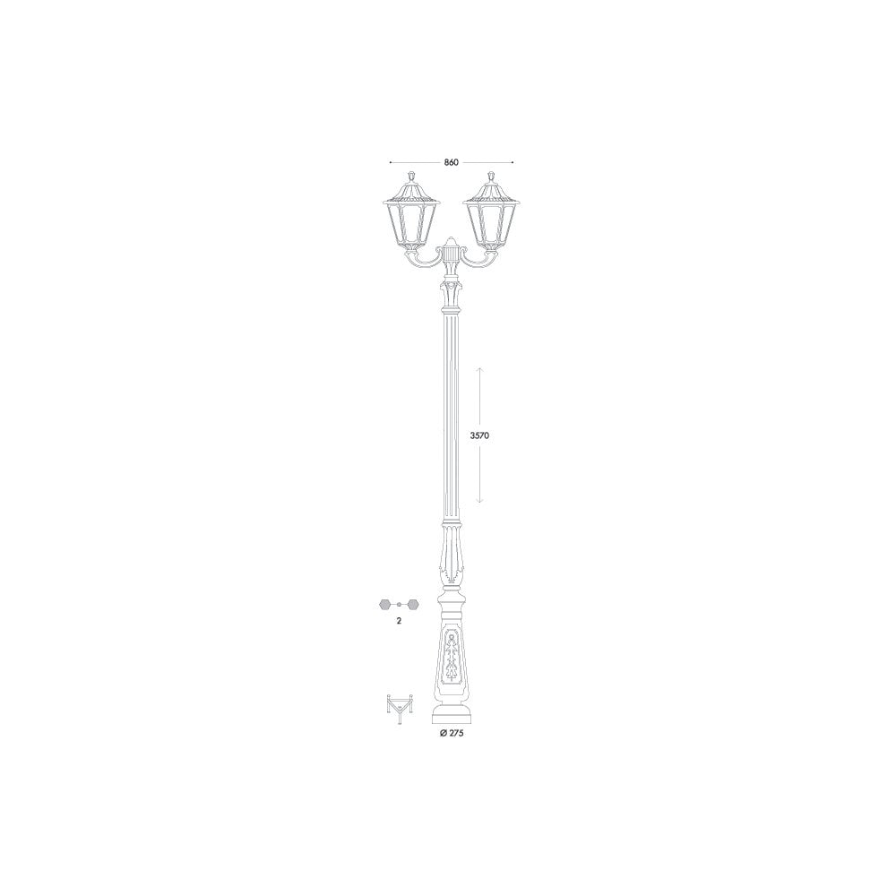 Noemi Tabor-Ofir Twin Hexagonal Lantern Post - Black E27 Fixture