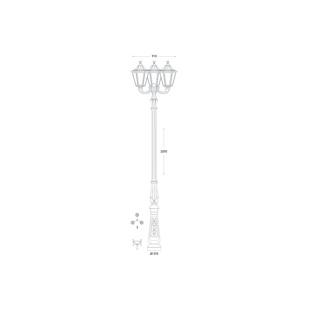 Elegant Noemi Tabor Triple Head Lantern Post in Black