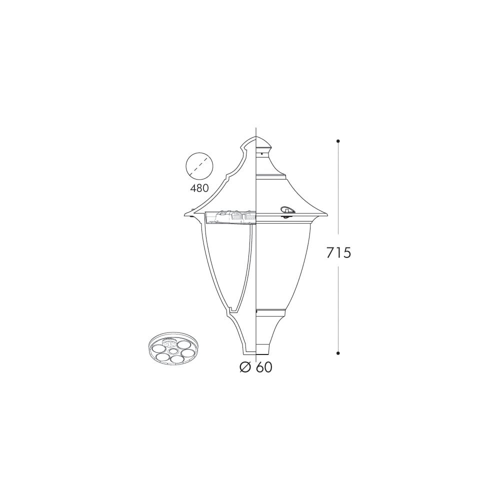 Gino 400 Urban Modern Black Lantern IP65 E27 With Black Louvre