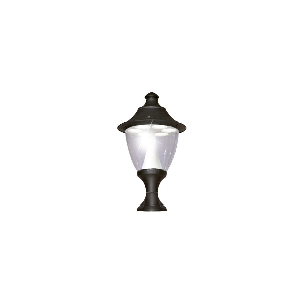 Contemporary Black Gino Lantern with Pedestal - IP65 E27 Holder