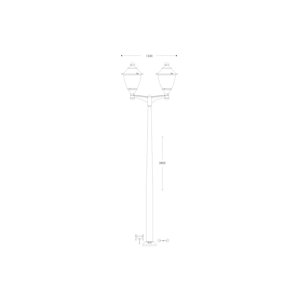 Gino 400 Akille3m Urban Modern Double Lantern Post
