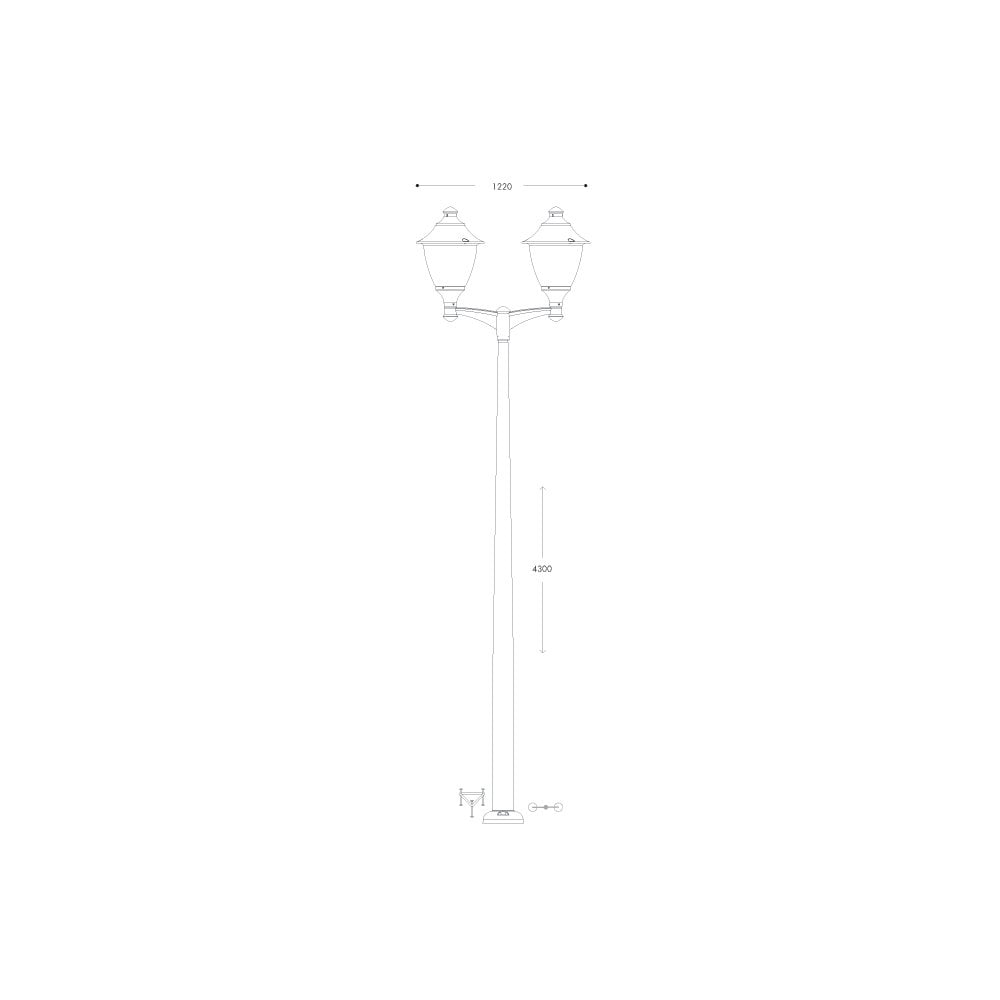 Gino 400 Akille 3.5m Contemporary Twin Head Outdoor Post Light