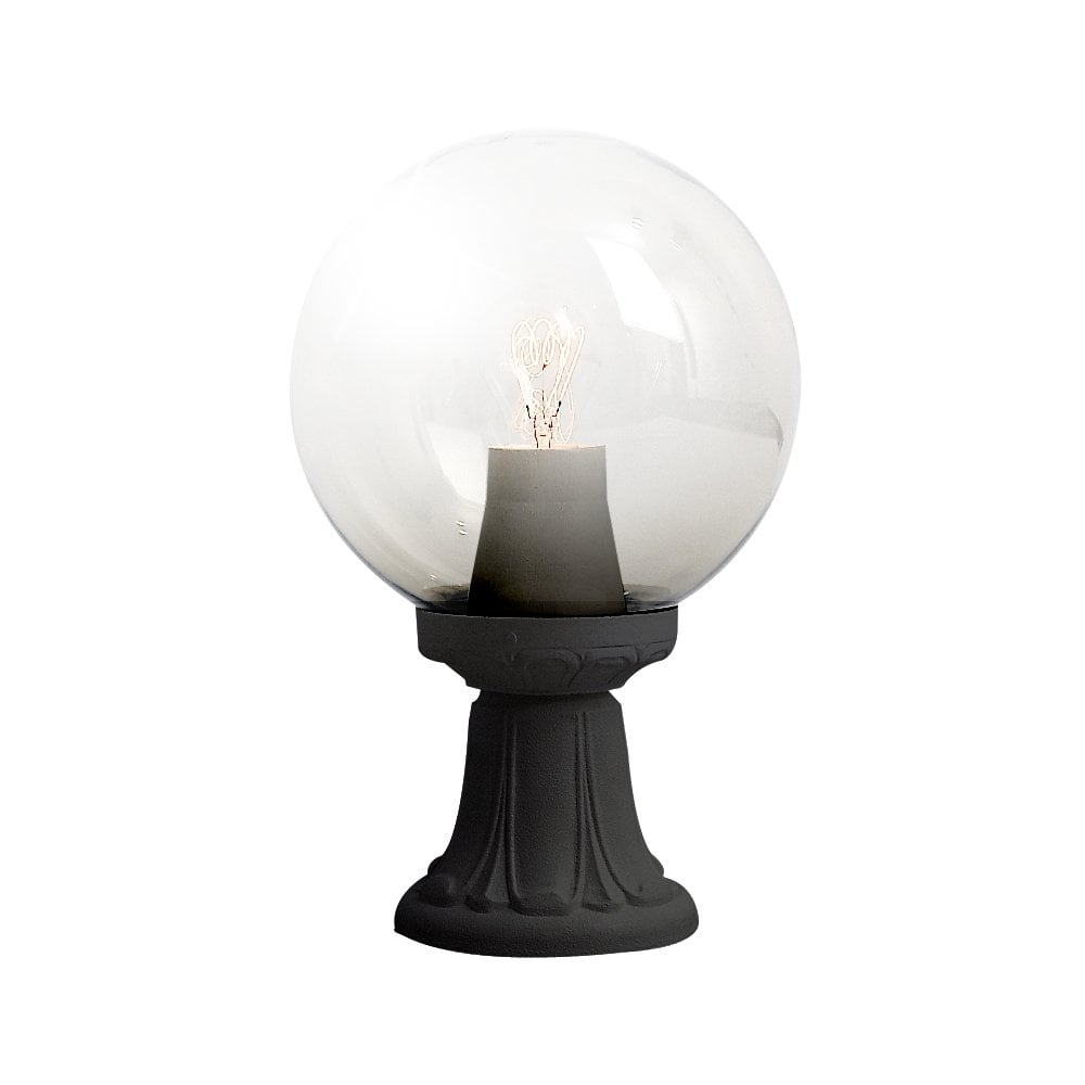 250mm Clear Globe Pedestal Light, 6W LED Warm White, Black - Classic Globe Collection