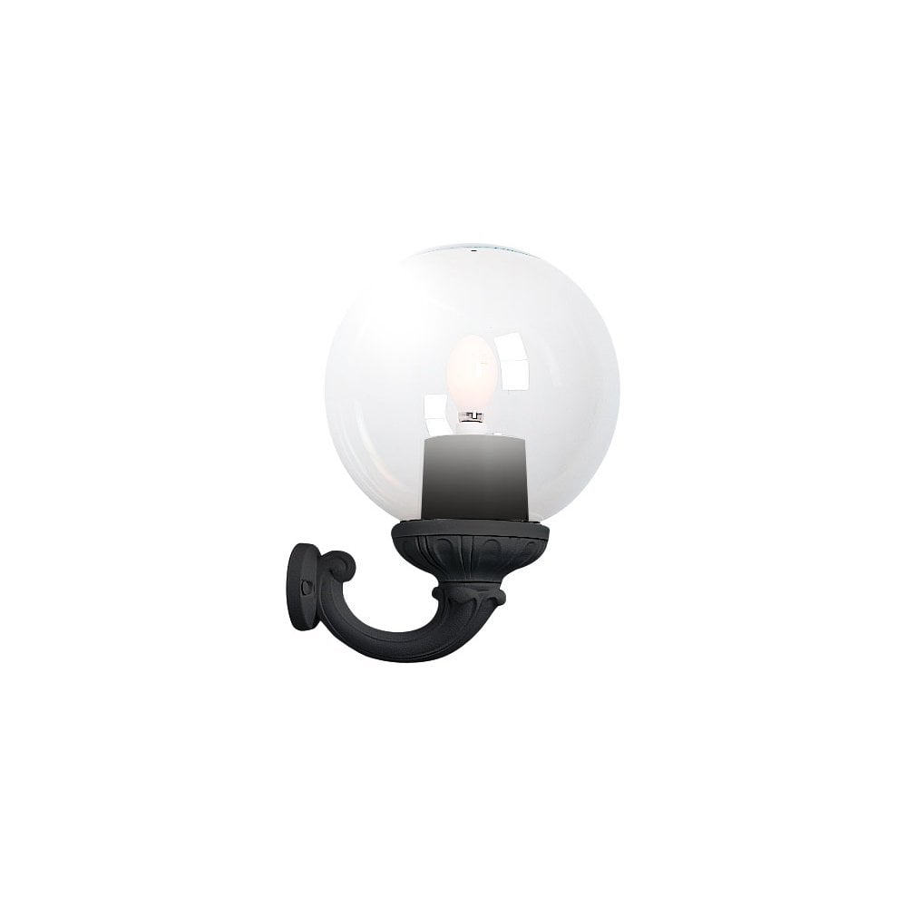 Globe 300 Ofir E27 Clear Outdoor Wall Light - Black
