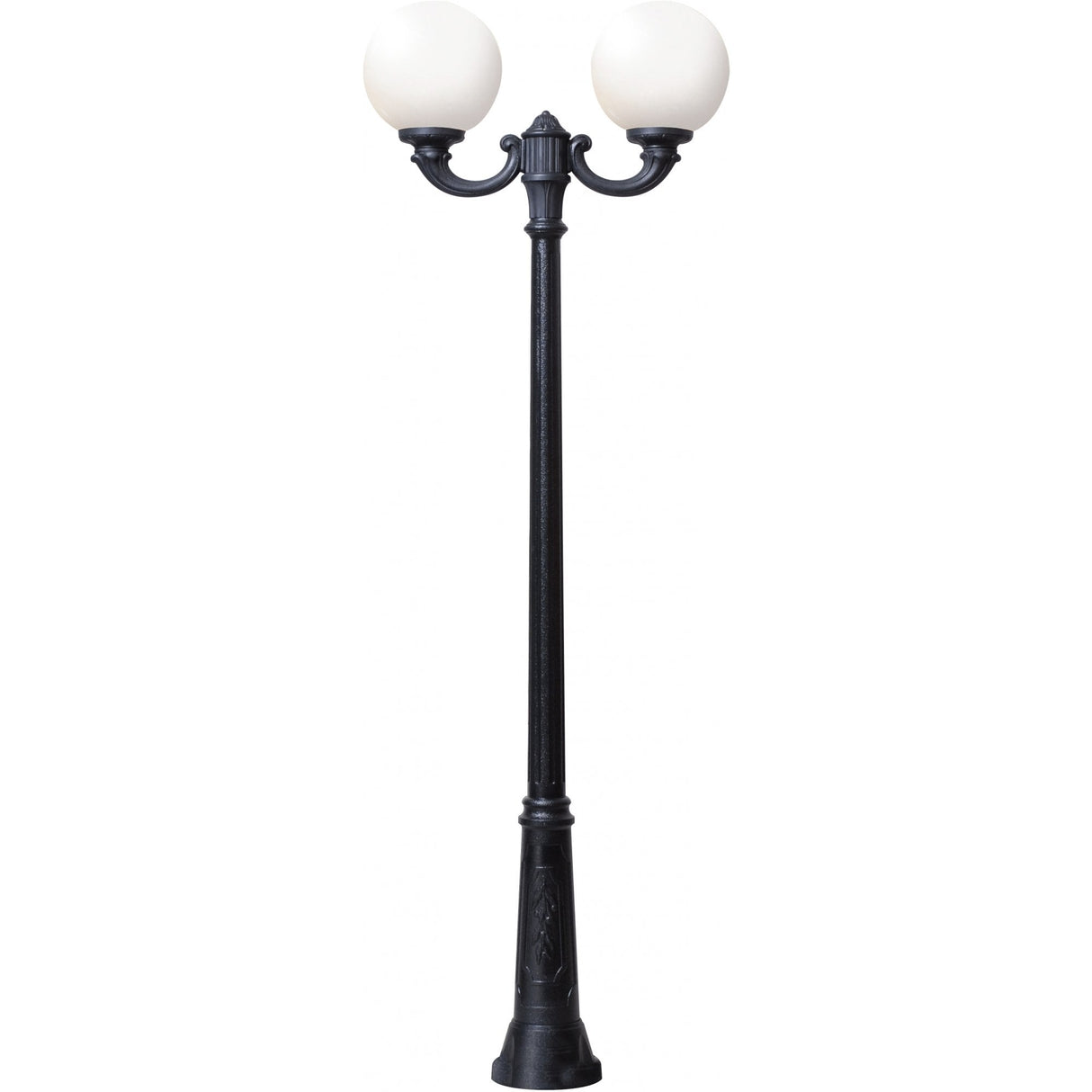 Black Twin Head Globe Post Light with Opal Diffuser - Globe 300 Ricu-Ofir E27