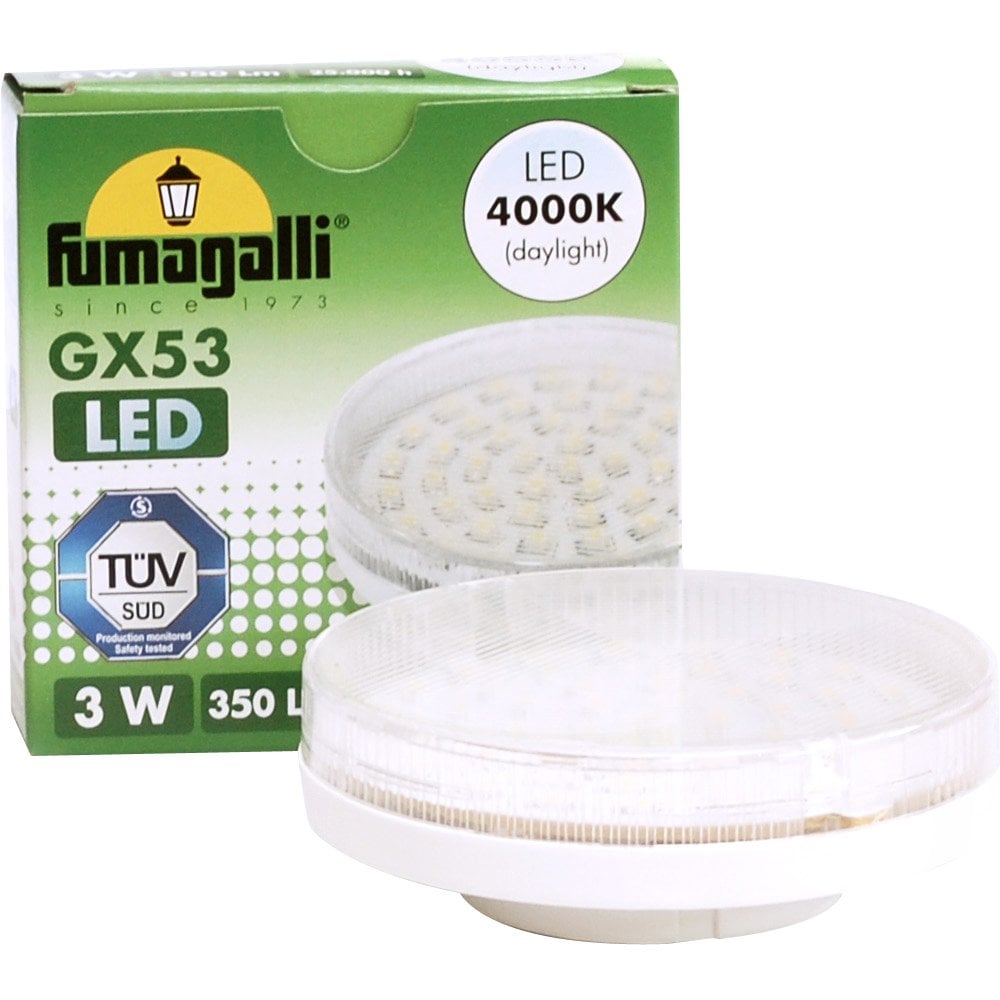 Warm White 3W GX53 LED Light - 3000K, 350 Lumens, Long-lasting 25,000H Lifespan