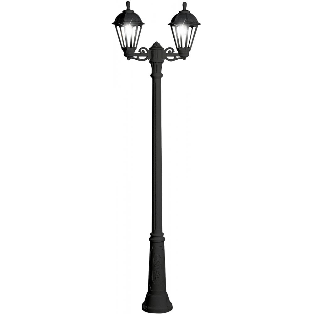 Salem Ricu-Bisso 2x6W LED Twin Head Black Lantern Post