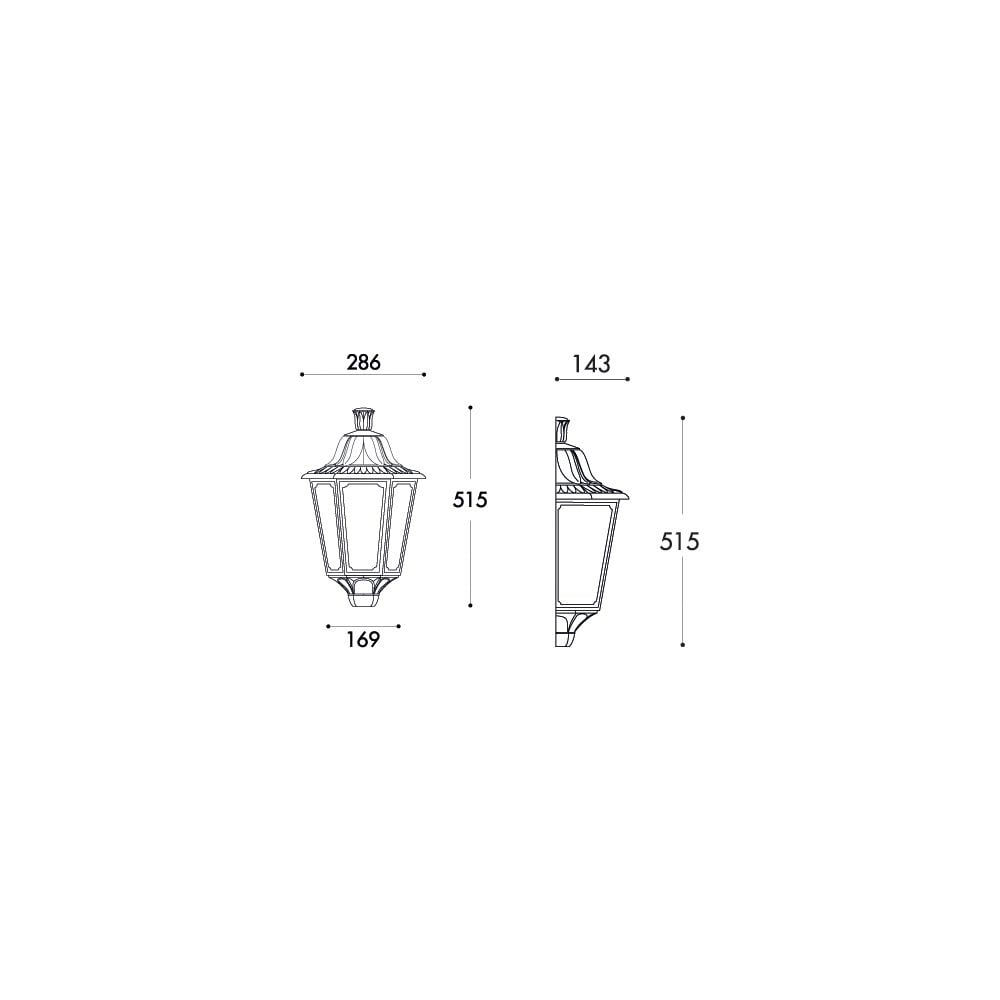 Daria E27 Classic Black Half Lantern - Large Size