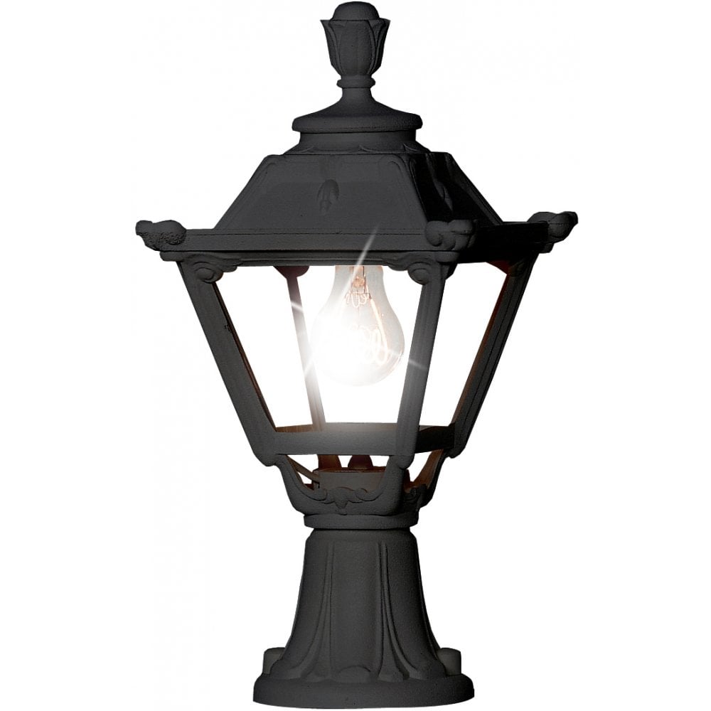 Golia Minilot Black Pedestal Lantern with E27 Lampholder