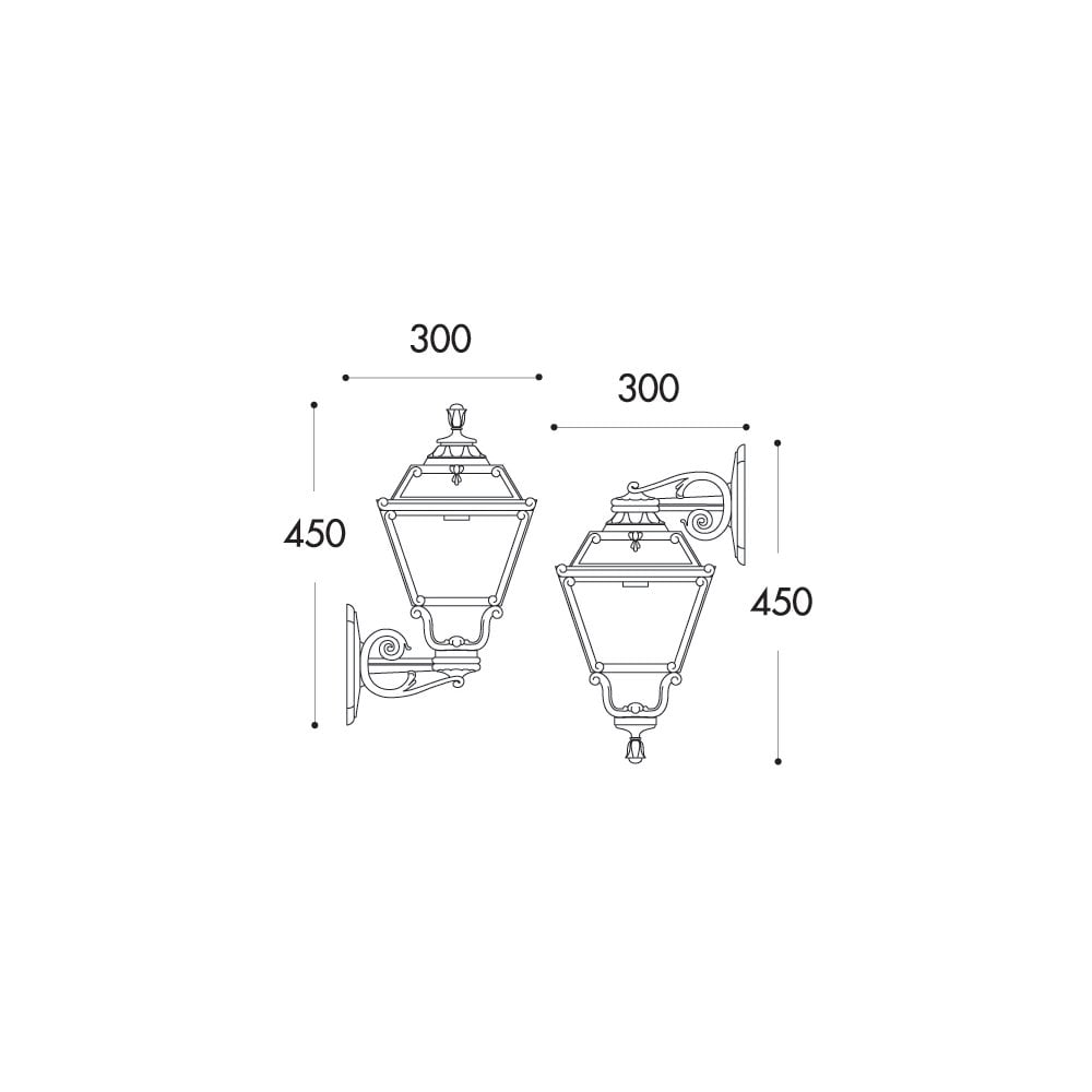 Golia Bisso Black Resin Square Wall Lantern with Four-Sided Design