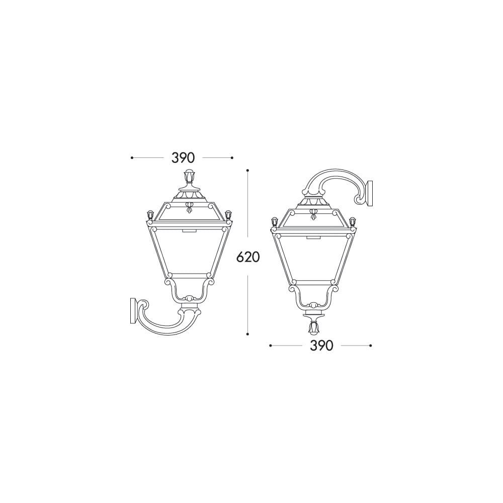 Tobia Ofir Black E27 Classic Wall Lantern