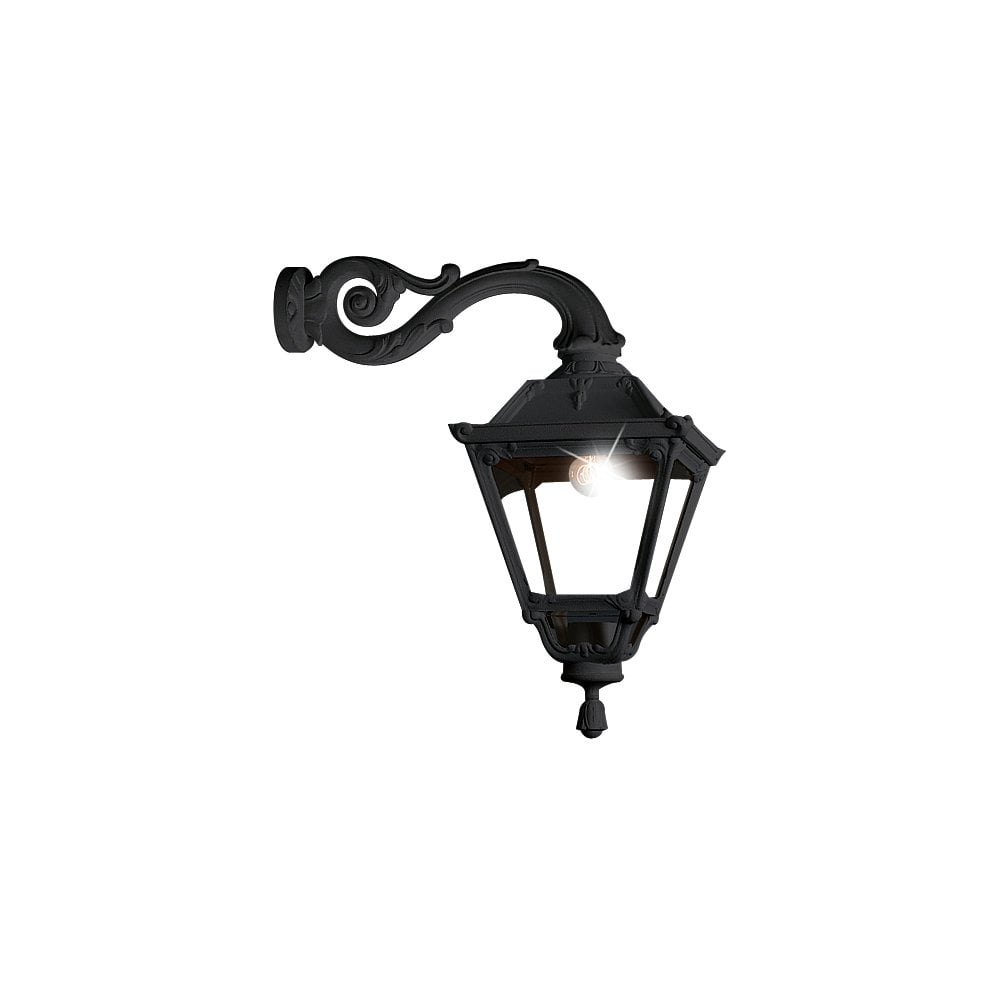 Tobia Adam E27 Black Classic Wall Lantern with Clear Diffuser